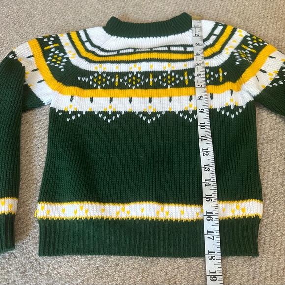 Vintage JCPenney acrylic green white and yellow sweater size 8 - Picture 3 of 4